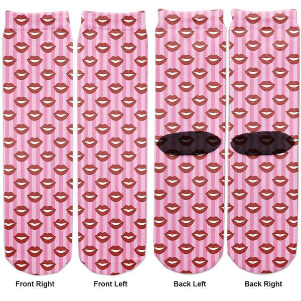 Lips (Pucker Up) Adult Crew Socks - Double Pair - Front and Back - Apvl