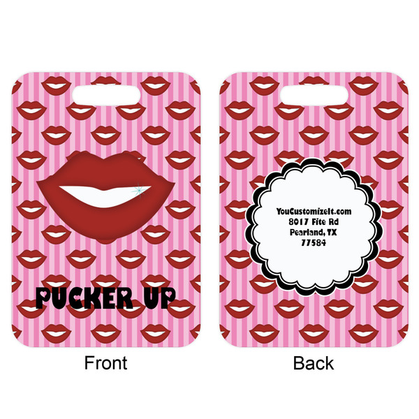 Lips (Pucker Up)  Aluminum Luggage Tag (Front + Back)