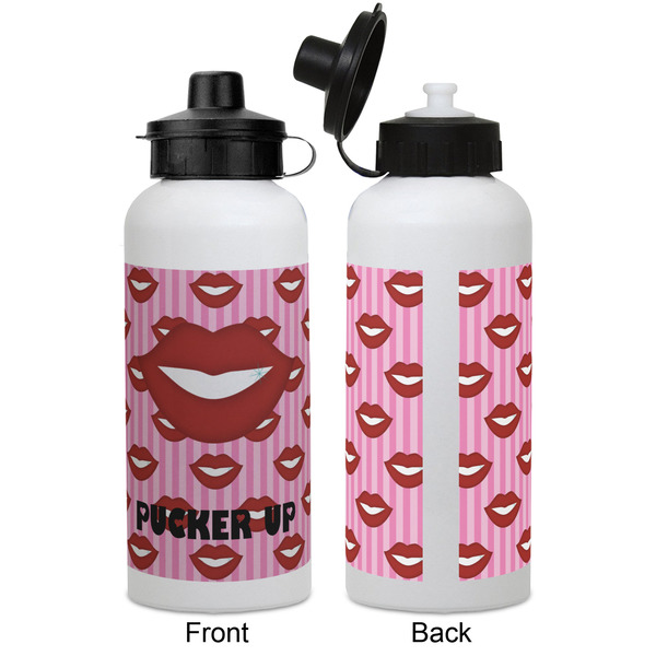 Lips (Pucker Up) Aluminum Water Bottle - White APPROVAL