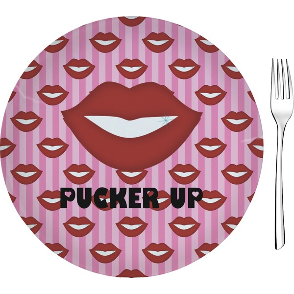 Custom Lips (Pucker Up) 8" Glass Appetizer / Dessert Plates - Single or Set