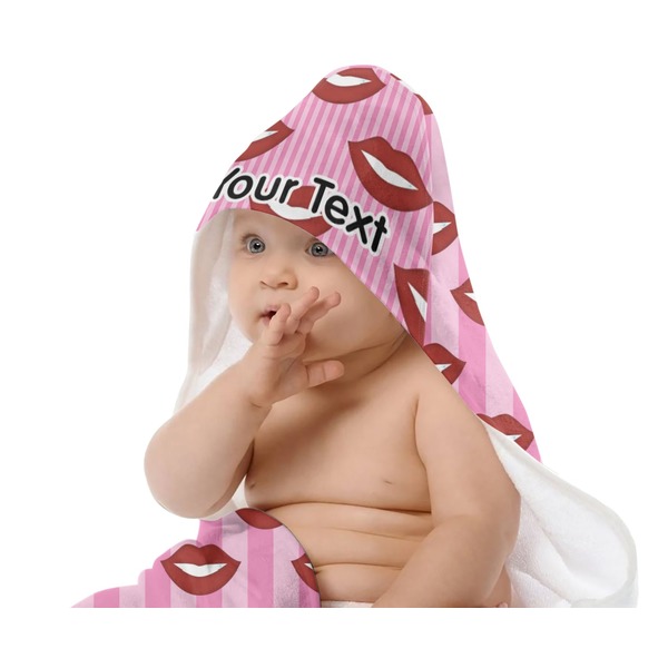 Lips (Pucker Up) Baby Hooded Towel on Child