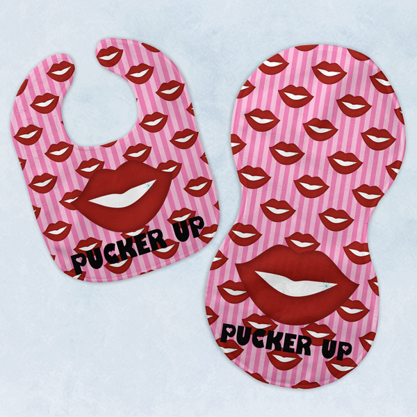 Custom Lips (Pucker Up) Baby Bib & Burp Set