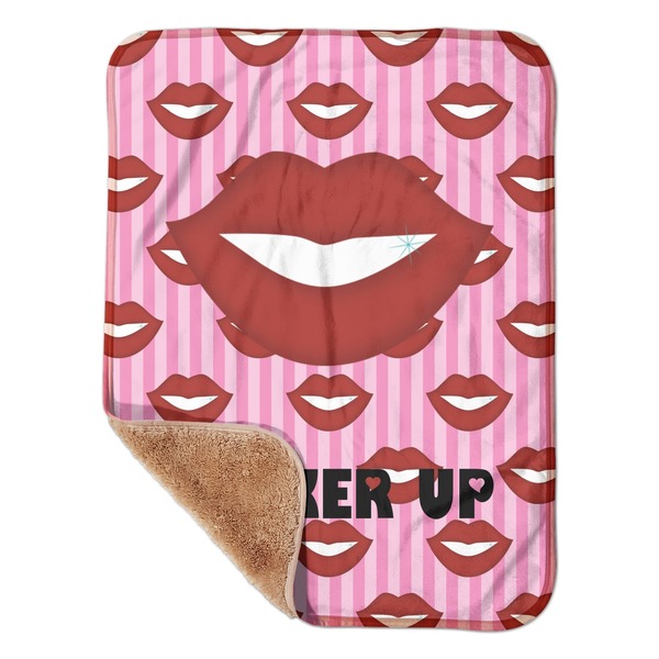 Custom Lips (Pucker Up) Sherpa Baby Blanket - 30" x 40"