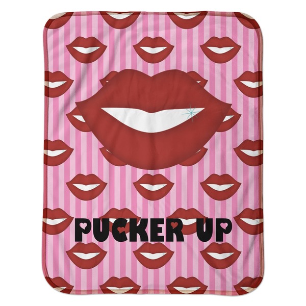 Lips (Pucker Up) Baby Sherpa Blanket - Flat