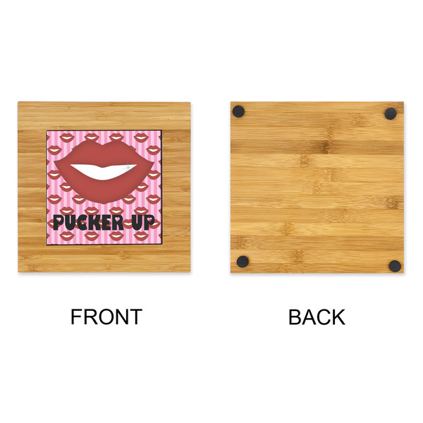 Lips (Pucker Up) Bamboo Trivet with 6" Tile - APPROVAL