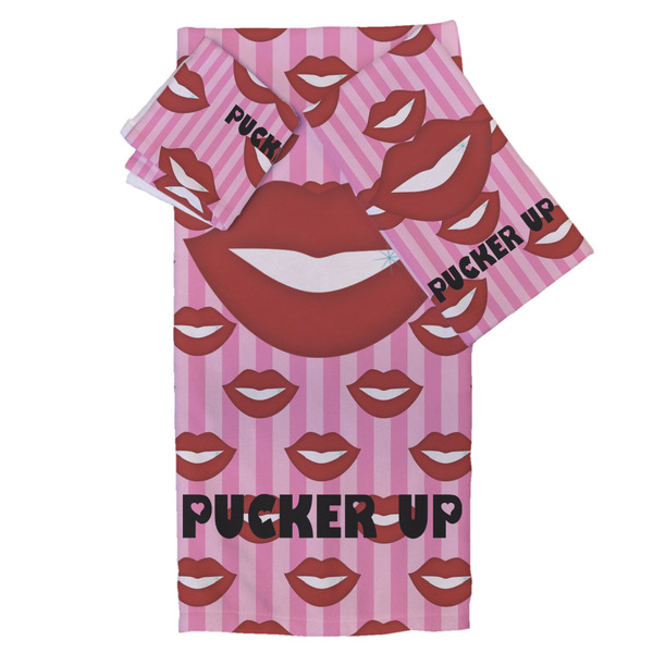 Custom Lips (Pucker Up) Bath Towel Set - 3 Pcs