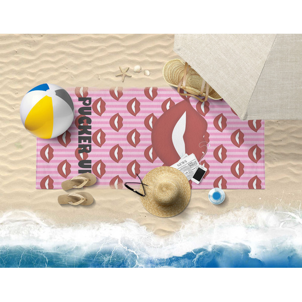 Lips (Pucker Up) Beach Towel Lifestyle