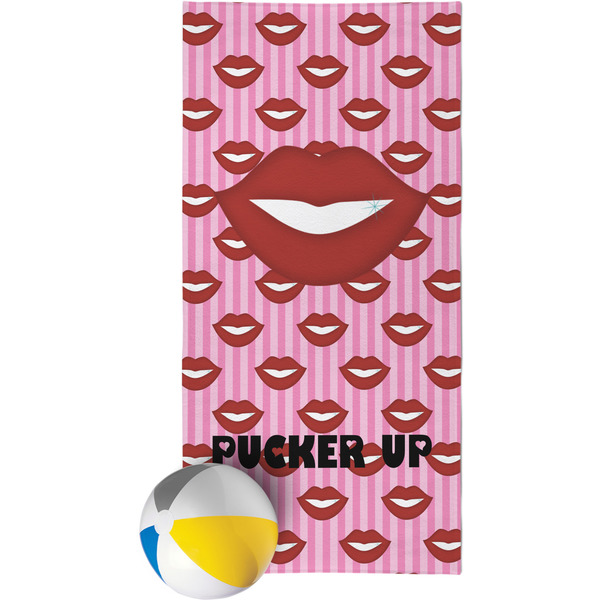 Custom Lips (Pucker Up) Beach Towel