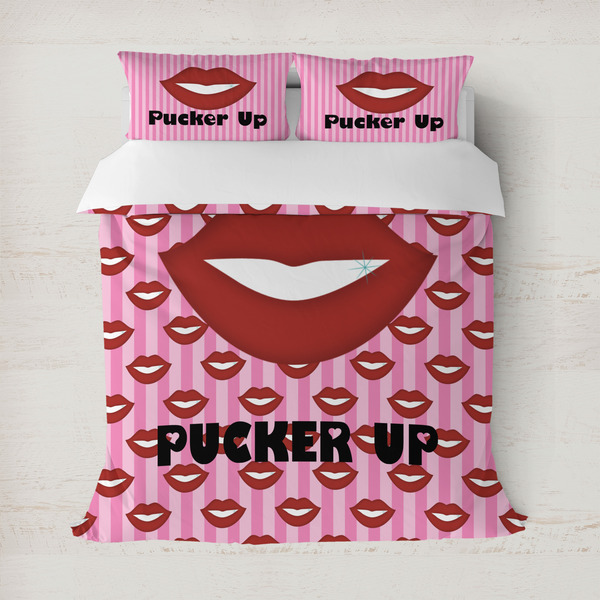 Custom Lips (Pucker Up) Duvet Cover Set - Full / Queen