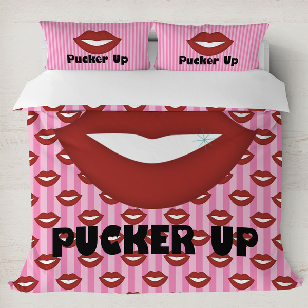 Custom Lips (Pucker Up) Duvet Cover Set - King