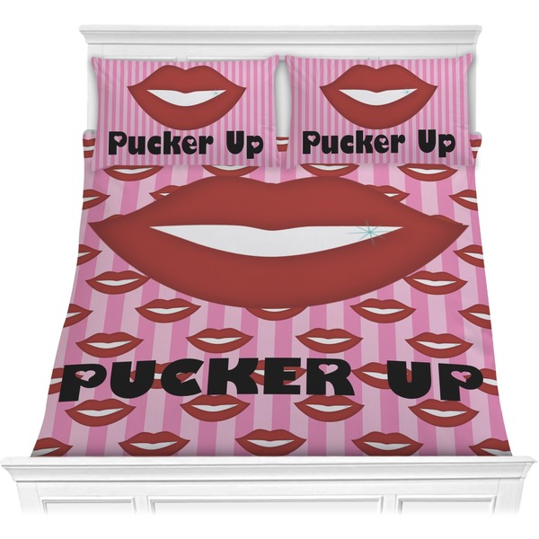 Custom Lips (Pucker Up) Comforter Set - Full / Queen