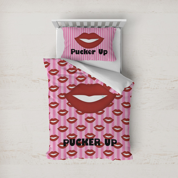 Custom Lips (Pucker Up) Duvet Cover Set - Twin