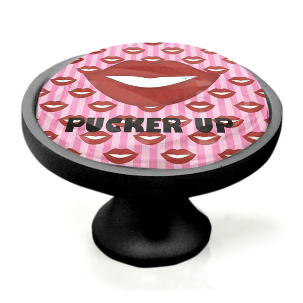 Lips (Pucker Up)  Black Custom Cabinet Knob (Side)