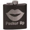 Lips (Pucker Up) Black Flask - Engraved Front