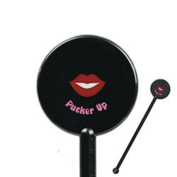 Lips (Pucker Up) 5.5" Round Plastic Stir Sticks - Black - Single Sided
