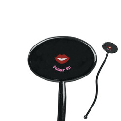Lips (Pucker Up) 7" Oval Plastic Stir Sticks - Black - Double Sided