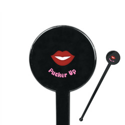 Lips (Pucker Up) 7" Round Plastic Stir Sticks - Black - Double Sided