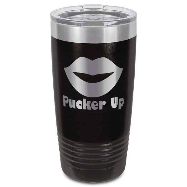 Lips (Pucker Up) Black Polar Camel Tumbler - 20oz - Front