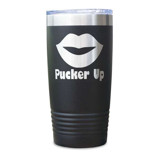 Lips (Pucker Up) Black Polar Camel Tumbler - 20oz - Single Sided - Approval