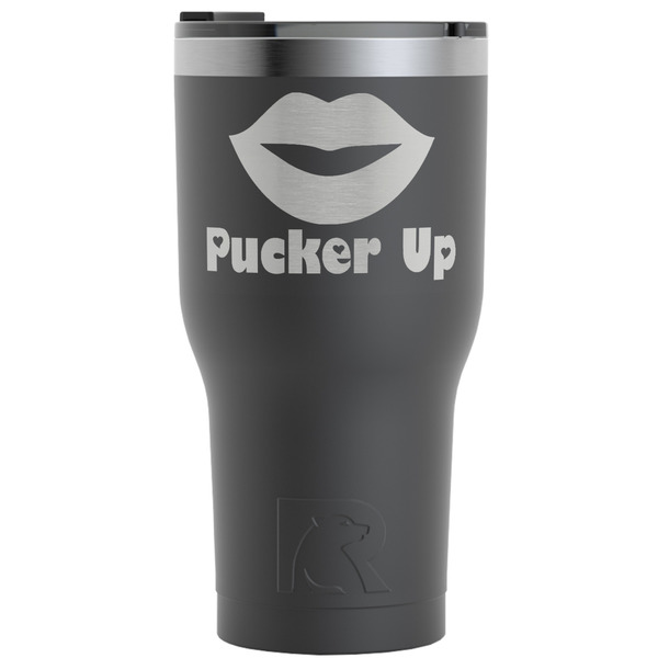 Custom Lips (Pucker Up) RTIC Tumbler - Black - Engraved Front