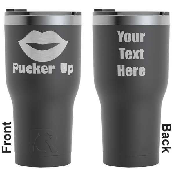 Custom Lips (Pucker Up) RTIC Tumbler - Black - Engraved Front & Back