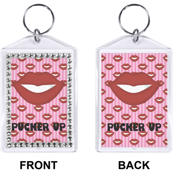Lips (Pucker Up)  Bling Keychain (Front + Back)