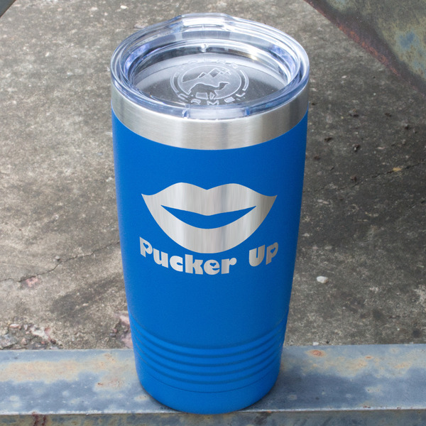 Lips (Pucker Up) Blue Polar Camel Tumbler - 20oz - Angled