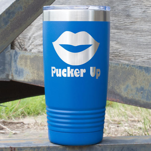 Custom Lips (Pucker Up) 20 oz Stainless Steel Tumbler - Royal Blue - Single Sided