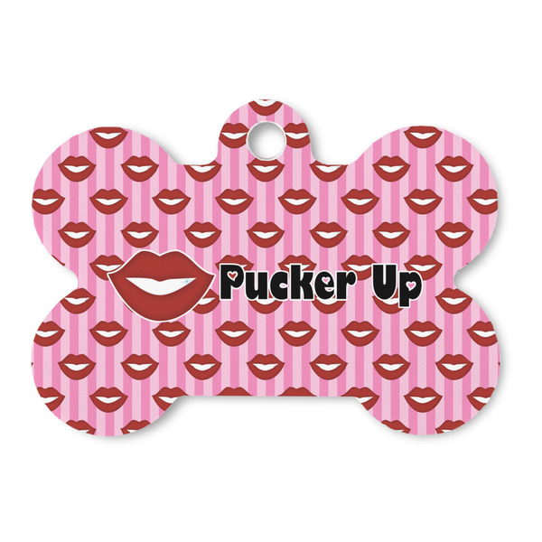Custom Lips (Pucker Up) Bone Shaped Dog ID Tag