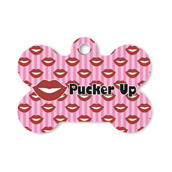 Lips (Pucker Up) Bone Shaped Dog ID Tag - Small