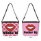 Lips (Pucker Up) Bucket Bags w/ Genuine Leather Trim - Double - Front and Back