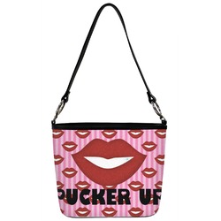 Lips (Pucker Up) Bucket Bag w/ Genuine Leather Trim - Regular