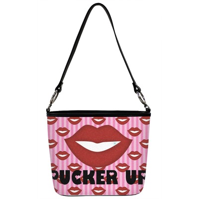 Lips (Pucker Up) Bucket Bag w/ Genuine Leather Trim