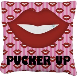 Lips (Pucker Up) Faux-Linen Throw Pillow 16"