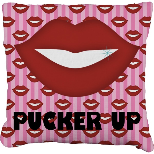Custom Lips (Pucker Up) Faux-Linen Throw Pillow 16"