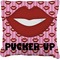 Lips (Pucker Up)  Burlap Pillow 16"