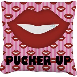 Lips (Pucker Up) Faux-Linen Throw Pillow 18"
