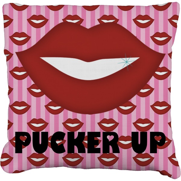 Custom Lips (Pucker Up) Faux-Linen Throw Pillow 18"