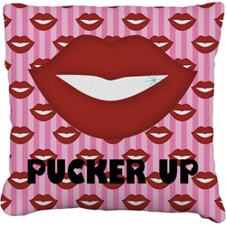 Lips (Pucker Up) Faux-Linen Throw Pillow 20"