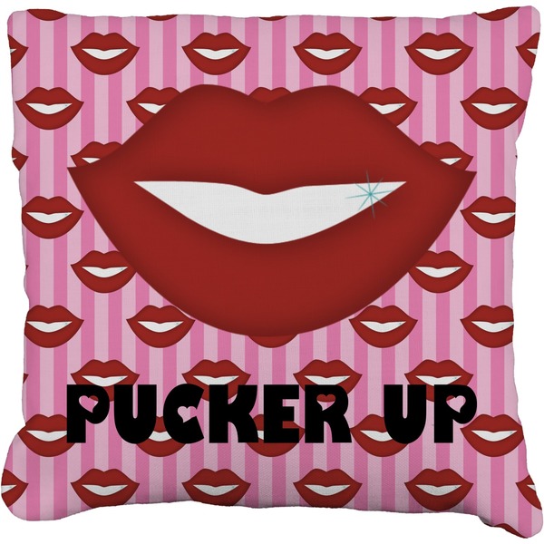 Custom Lips (Pucker Up) Faux-Linen Throw Pillow 20"