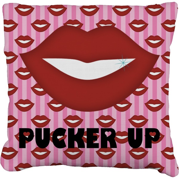 Custom Lips (Pucker Up) Faux-Linen Throw Pillow 26"