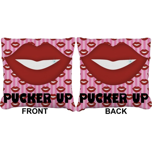 Lips (Pucker Up) Burlap Pillow Approval
