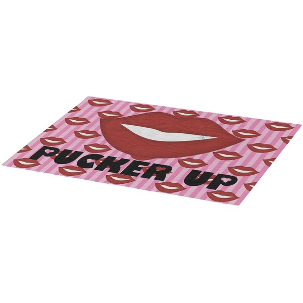 Lips (Pucker Up)  Burlap Placemat (Angle View)