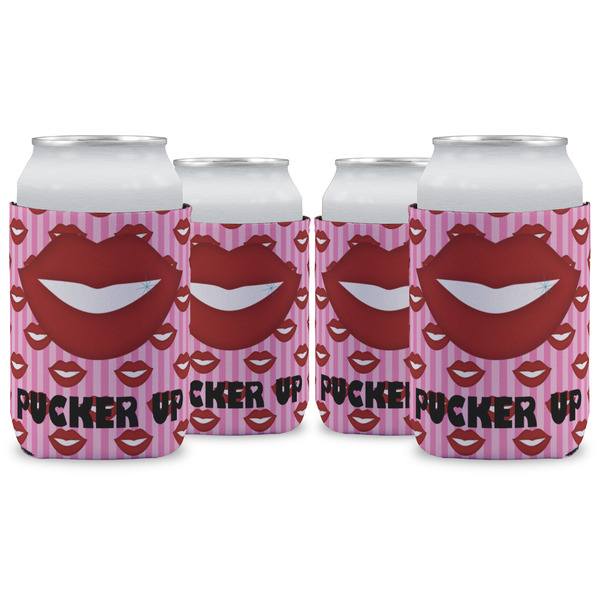 Custom Lips (Pucker Up) Can Cooler (12 oz) - Set of 4