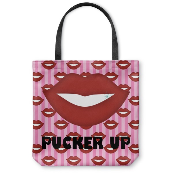 Custom Lips (Pucker Up) Canvas Tote Bag - Small - 13"x13"