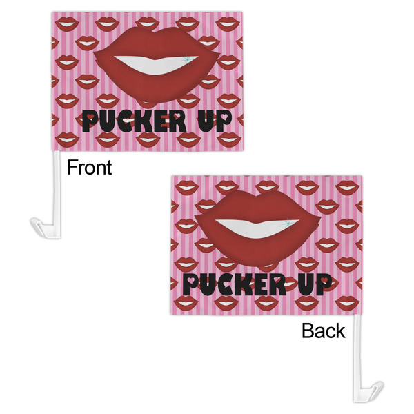 Lips (Pucker Up) Car Flag - 11" x 8" - Front & Back View