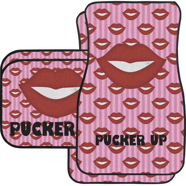 Custom Lips (Pucker Up) Car Floor Mats Set - 2 Front & 2 Back