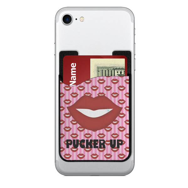 Custom Lips (Pucker Up) 2-in-1 Cell Phone Credit Card Holder & Screen Cleaner