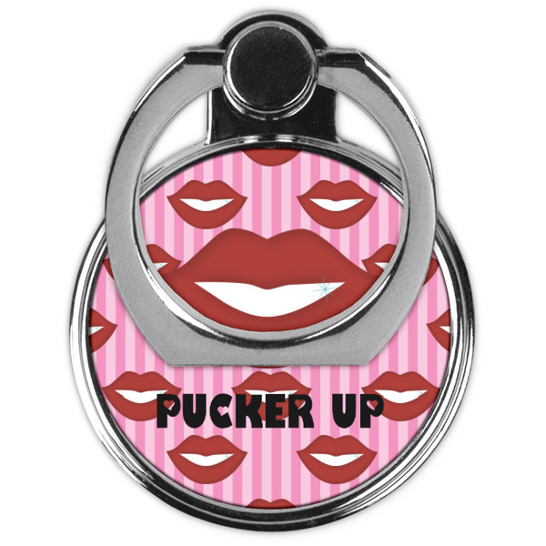 Lips (Pucker Up) Cell Phone Ring Stand & Holder - Front (Collapsed)