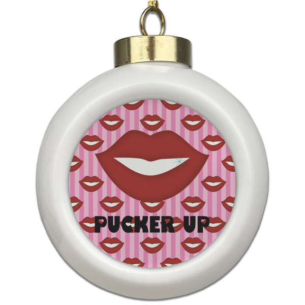 Custom Lips (Pucker Up) Ceramic Ball Ornament
